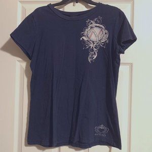 Katydid Peace Love Baseball Navy Blue Bling Tee 2XL